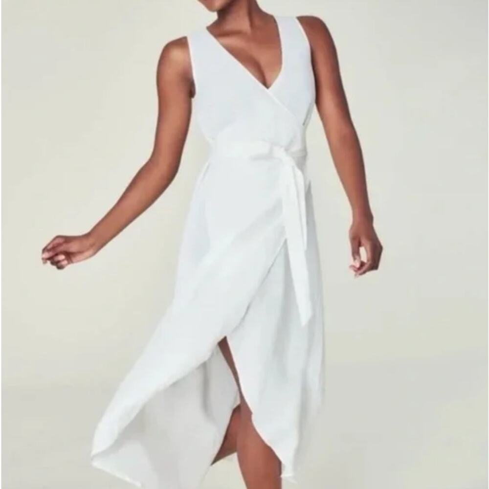 Andie The Maxi Wrap Dress Linen‎ Coconut Women's Size Medium Summer Vacation